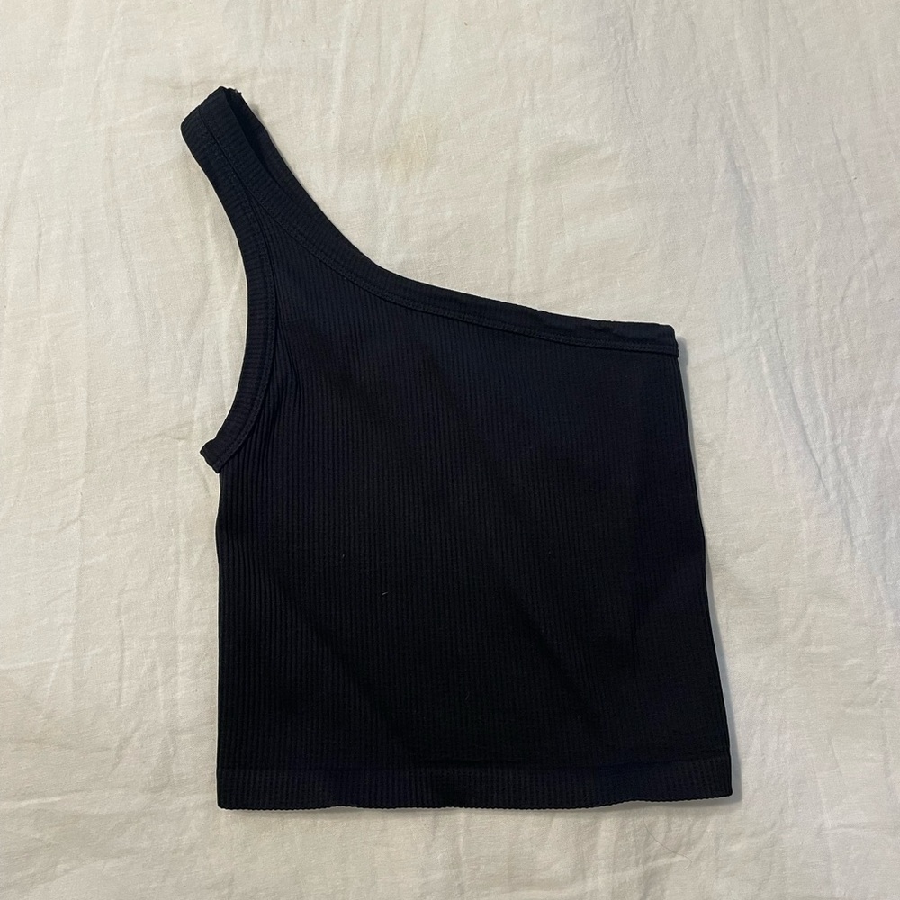 Nikibiki black one shoulder shirt, O/S